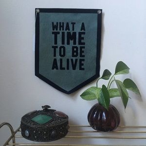 Handmade Felt Pennant “What A Time To Be Alive”